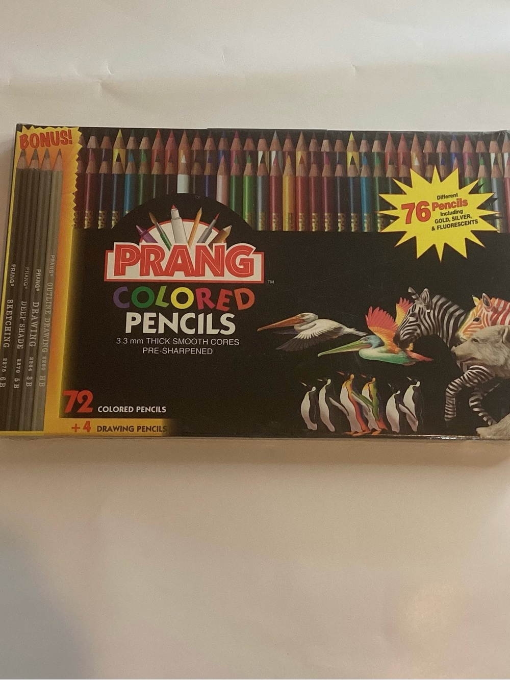 New Sealed Prang Colored Pencils 76 Count 3.3mm Real Wood Vintage Drawing